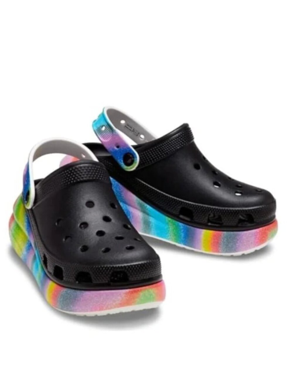 CROCS Classic Crush Rainbow Spray Dye Clogs Size 10